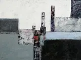 Michael Hales, Lost Cities, Blown Away, encaustic and oils on birch ply