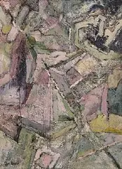 Eileen Costello, Rock Section, Sceilg Mhícil, oil on board