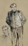 John Butler Yeats, The Jobber, pencil and wash on paper (second image verso)