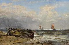Edwin Hayes, Fishing Boat, Yarmouth, oil on board