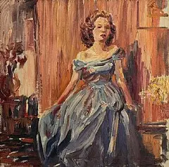 Lady in a Blue Dress by Ronald Ossory Dunlop, oil on canvas, sold Sep 2025