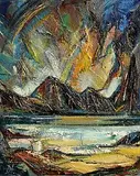 Douglas Hutton, Red Sky, West Connemara, oil on canvas