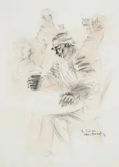 William Harrington, The Pint Man, 1994, mixed media on paper