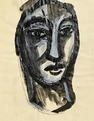 Evie Hone, Head of a Woman - Design for a Stained Glass Window, gouache and pencil on paper