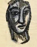 Evie Hone, Head of a Woman - Design for a Stained Glass Window, gouache and pencil on paper