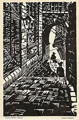 Harry Kernoff, Castle Steps, Dublin, woodcut
