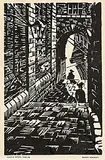 Harry Kernoff, Castle Steps, Dublin, woodcut