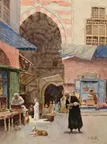 A Brass Bazaar, Cairo by Aloysius C. O'Kelly, watercolour on paper, sold Jul 2025