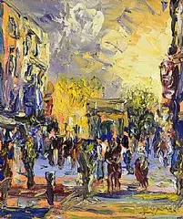 Liam O'Neill, Grafton Street, Dublin, oil on canvas