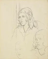 Mainie Jellett, Head of a Girl, pencil drawing