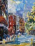 Liam O'Neill, Nassau Street Lower Towards Suffolk Street, Dublin, oil on canvas