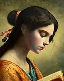 Ken Hamilton, Girl Reading Poetry, oil on board