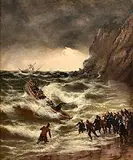 Thomas Rose Miles, Return of the Shanklin Lifeboat, Isle of Wight, oil on canvas