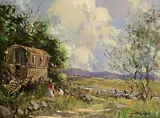 George K. Gillespie, Gypsy Caravan, oil on canvas