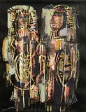 George Campbell, Warriors, pastel on paper