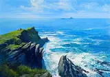 Annemarie Bourke, Skellig View from Portmagee, oil on canvas