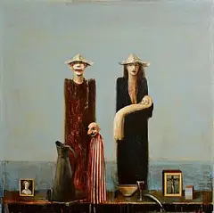 Ian Humphreys British, Trouble in Paradise, 2002, oil on canvas