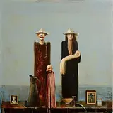 Ian Humphreys British, Trouble in Paradise, 2002, oil on canvas