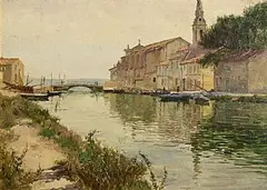 William Henry Bartlett, River Scene, oil on board