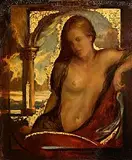 Ken Hamilton, Resting Model, oil and gold leaf on board