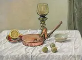 Hilda van Stockum, Still Life on Tabletop, oil on board