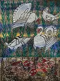 Basil Rakoczi, Turkeys, 1966, gouache and watercolour on paper