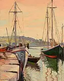 Emile Albert Gruppe, Gloucester Harbour, oil on board