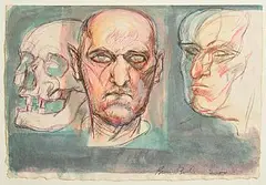 Brian Bourke Hrha Irish, Self and Skull, 2000, mixed media on paper