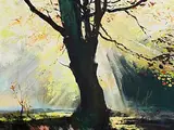 Arthur K. Maderson, Light Through the Trees, oil on card