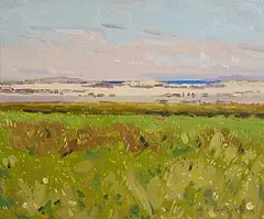 Henry Healy, Looking Towards Innis Boffin, oil on canvas board