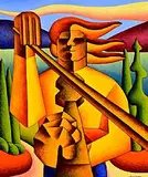 Alan Kenny, Musician by Lake, acrylic on canvas