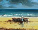 Norman J. McCaig, Drying the Nets, oil on canvas board