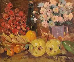 Liam Treacy, Autumn, Still Life with Fruit, oil on canvas