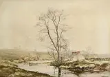 Frank Egginton, Cottage at Bend of Ballinderry River, Co. Tyrone, watercolour on paper