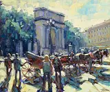 Norman Teeling, Fusiliers' Arch, Stephen's Green, oil on board