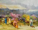 Elizabeth Brophy, A Day of Flowers, oil on board