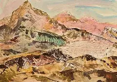 George Campbell, Spanish Landscape, mixed media on paper