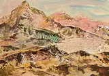 George Campbell, Spanish Landscape, mixed media on paper