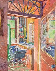 The Pram in the Hall by Victor Richardson, 1990, pastel on paper, sold Jul 2025