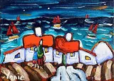 Annie Robinson, Lights on at Home, acrylic on canvas