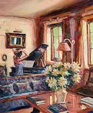 Norman Teeling, The Drawing Room, oil on board