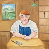 John Schwatschke, Mr. Harry Hoskins, Butcher, oil on canvas