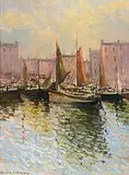 Norman J. McCaig, Old Grand Canal Quay, oil on canvas board