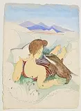 Pauline Bewick, Woman and Badger Over Caragh Lake