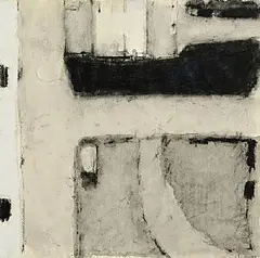 John Shinnors, Estuary in February, conte on paper
