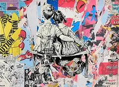 Thierry Guetta, Work Well Together, 2023, unique silkscreen and mixed media on wove