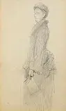 John Butler Yeats, Elegant Lady, pencil on paper