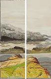 Brian Bourke Hrha Irish, Ballinskelligs Bay, 2001, mixed media on paper - diptych