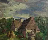 Peter Collis, The Farmstead, oil on board