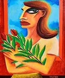 Suspicion by Graham Knuttel, oil on canvas, sold Jun 2025
